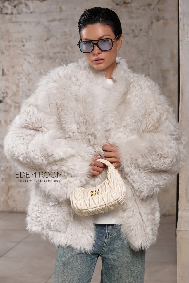 короткая шуба - дублёнка из овчины