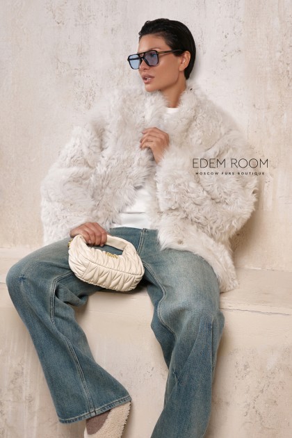 короткая шуба - дублёнка из овчины