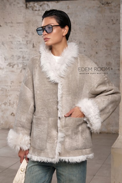 короткая шуба - дублёнка из овчины