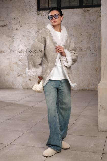 короткая шуба - дублёнка из овчины