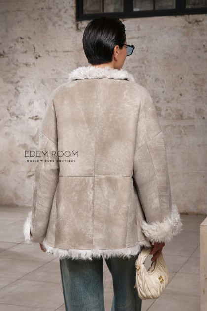 короткая шуба - дублёнка из овчины