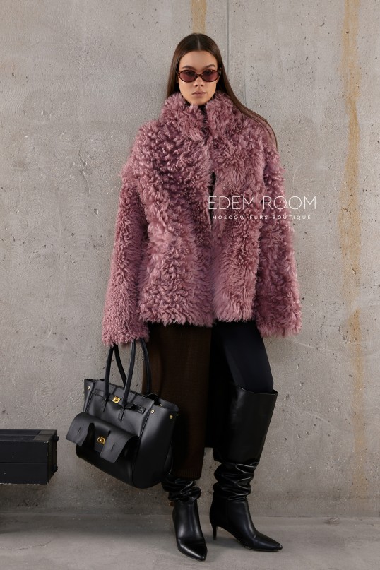 короткая шубка - дублёнка из испанской овчины