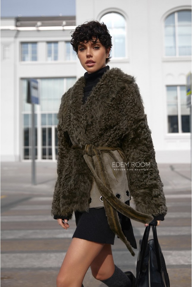 короткая шубка - дублёнка из итальянской тиграды