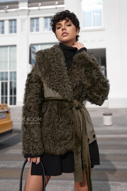 короткая шубка - дублёнка из итальянской тиграды