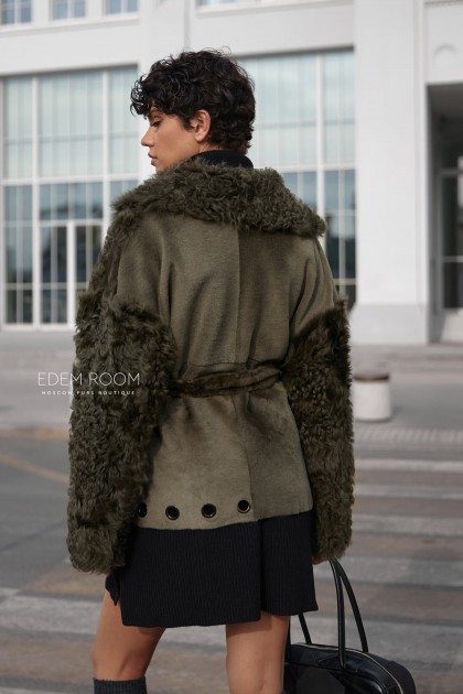 короткая шубка - дублёнка из итальянской тиграды