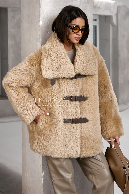 короткая шубка - дублёнка из овчины