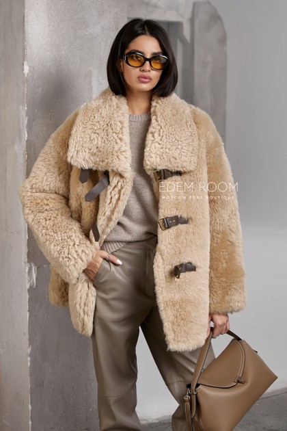 короткая шубка - дублёнка из овчины