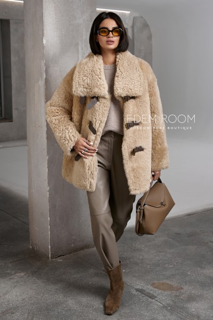 короткая шубка - дублёнка из овчины