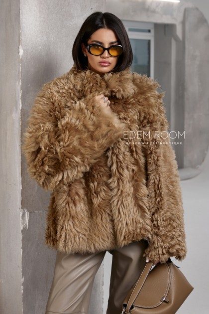 шуба - дублёнка из меха тиградо