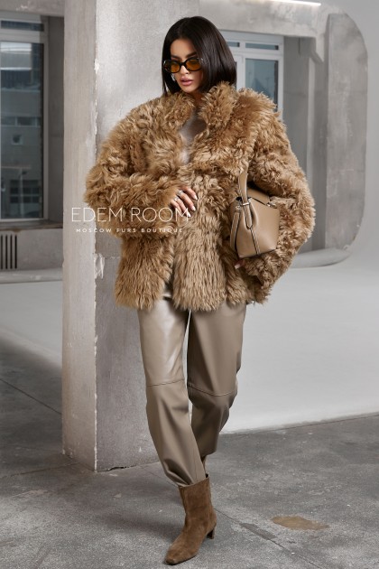 шуба - дублёнка из меха тиградо