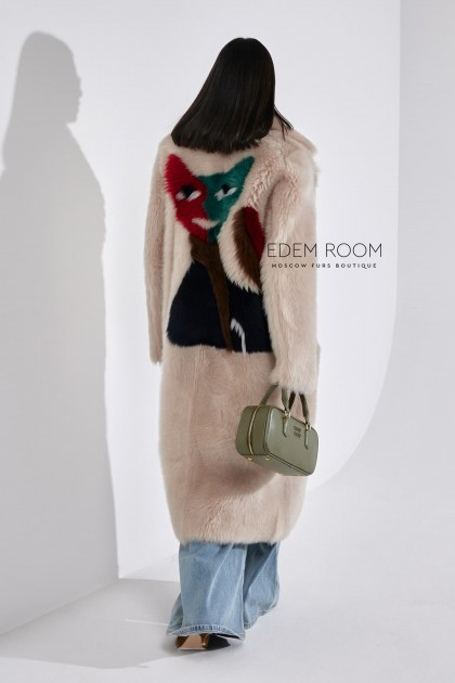 Итальянская шуба с аппликацией 