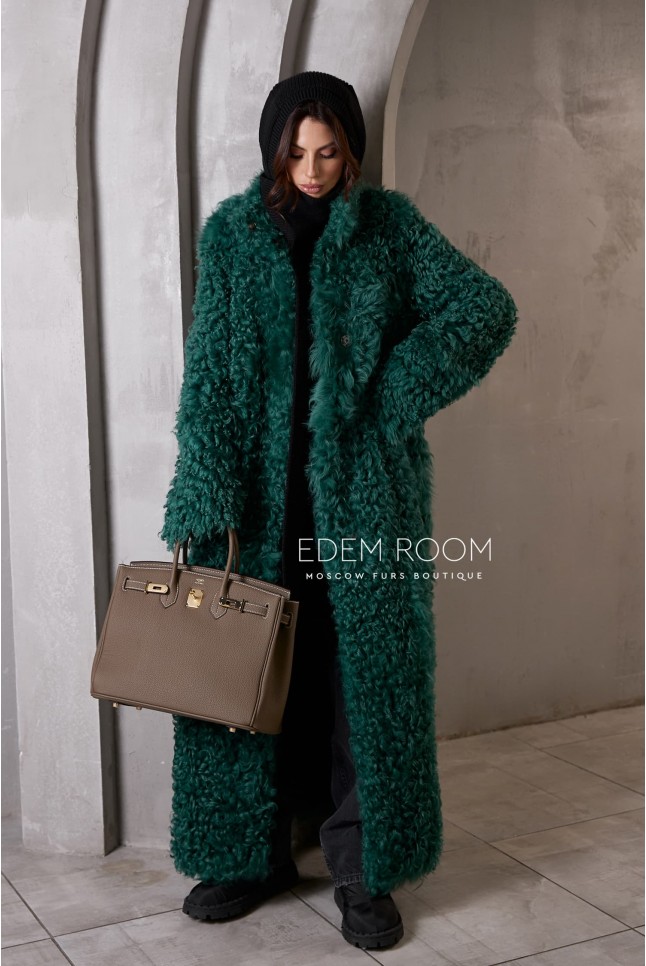 длинная шуба - дублёнка из овчины