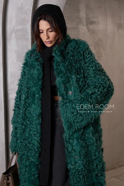 длинная шуба - дублёнка из овчины