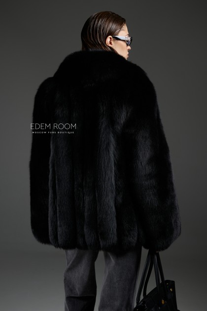 чёрный полушубок из песца