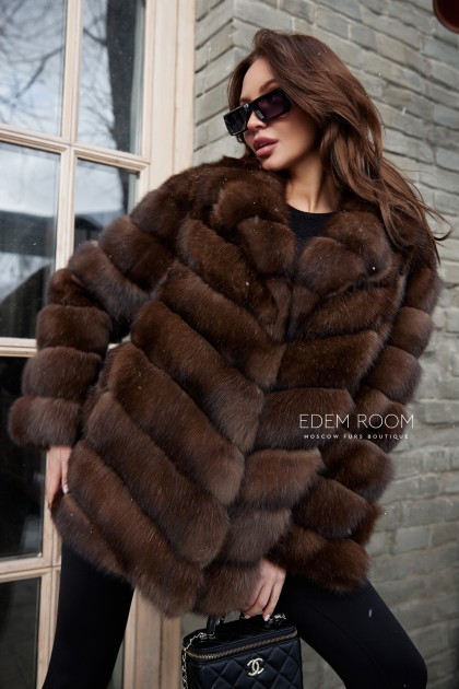 короткая шуба из соболя