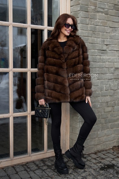 короткая шуба из соболя