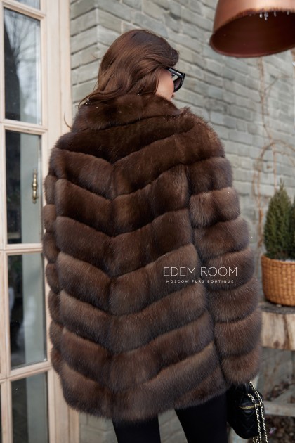 короткая шуба из соболя