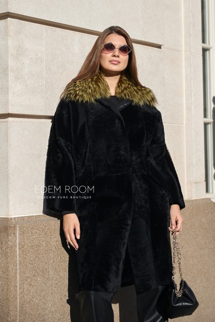 Облегченное двухстороннее пальто - дублёнка из меха cortos