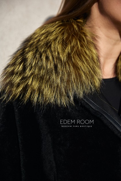 Облегченное двухстороннее пальто - дублёнка из меха cortos