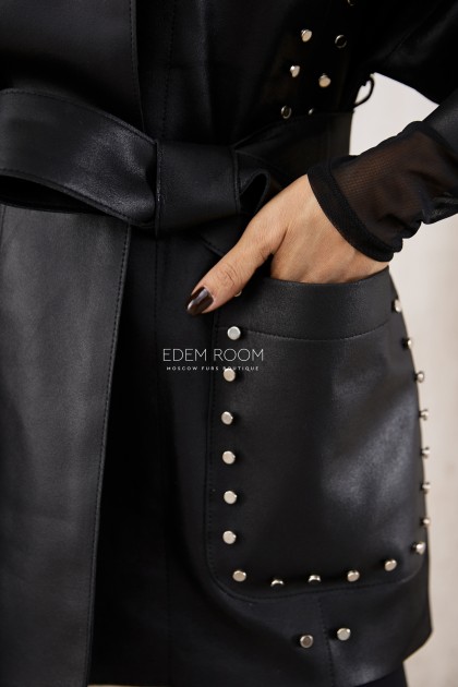 итальянская кожаная куртка с воротником