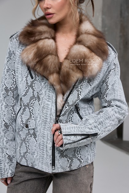 кожаная куртка с мехом куницы