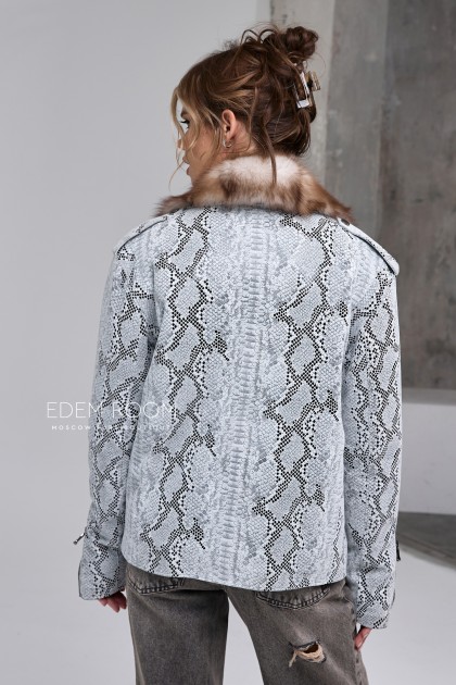 кожаная куртка с мехом куницы