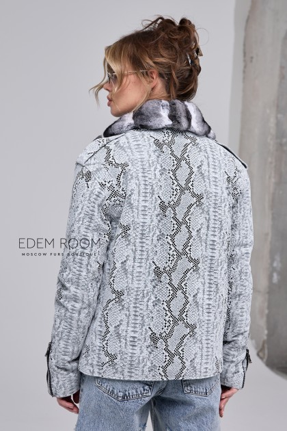 кожаная куртка с воротком из шиншиллы