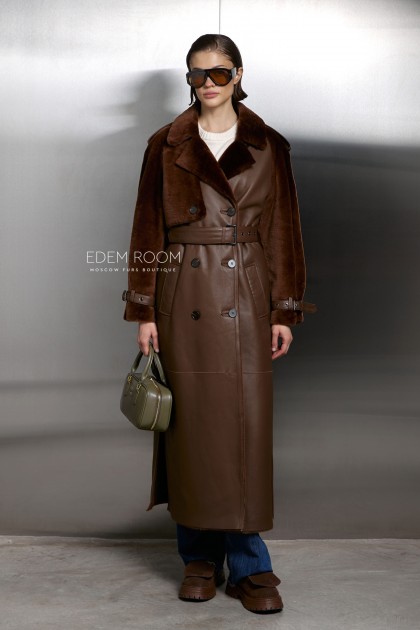 удлиненная дублёнка 