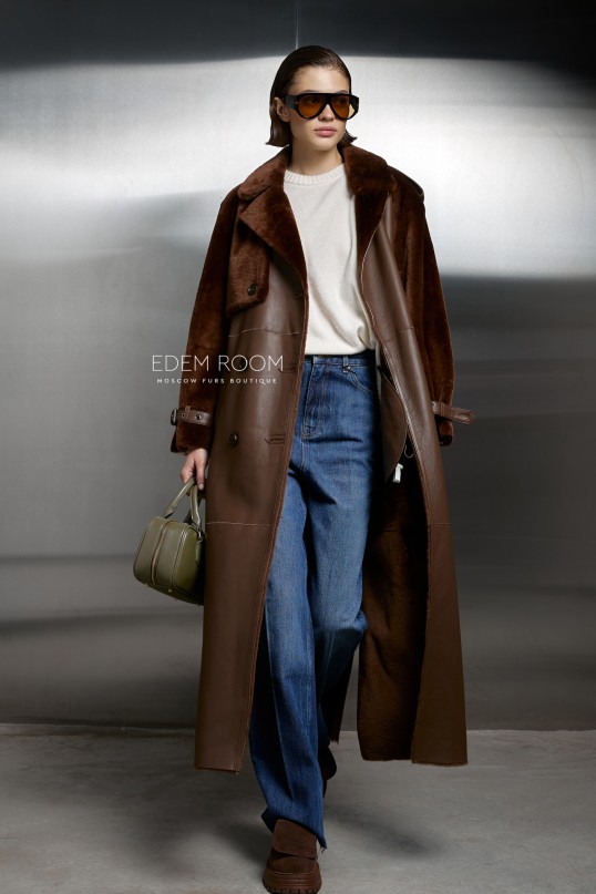 удлиненная дублёнка 