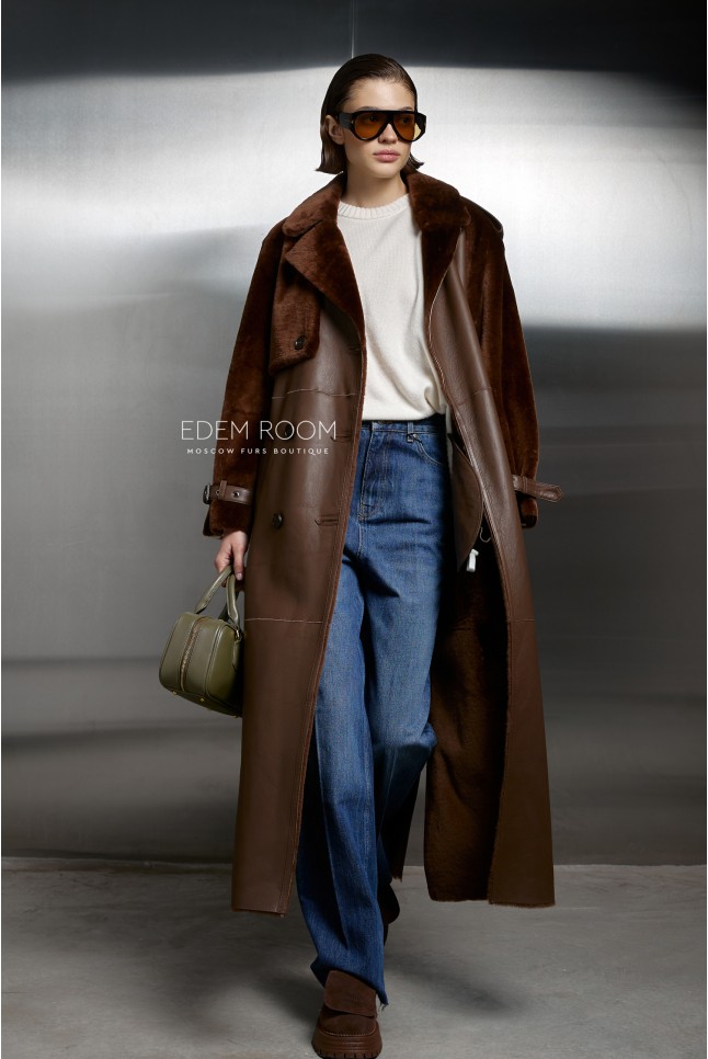 удлиненная дублёнка 