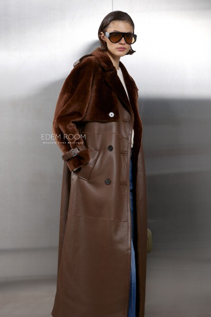 удлиненная дублёнка 