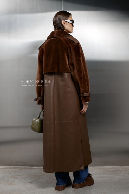 удлиненная дублёнка 