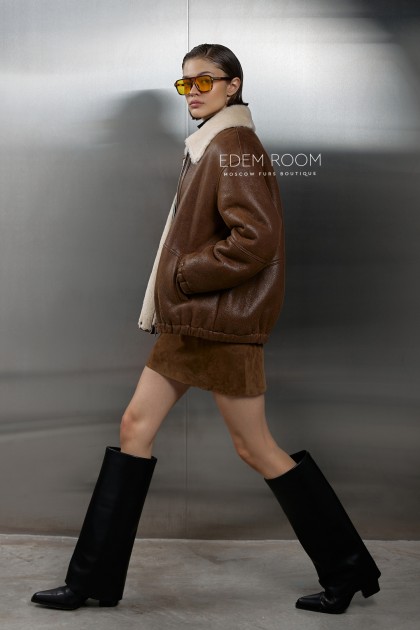 коричневая куртка - дублёнка