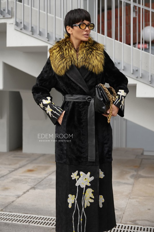 Итальянское пальто - дублёнка из меха cortos