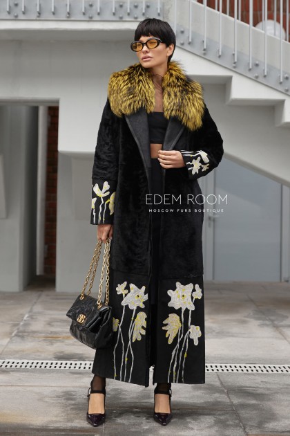 Итальянское пальто - дублёнка из меха cortos