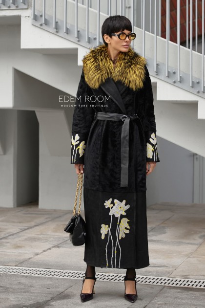 Итальянское пальто - дублёнка из меха cortos