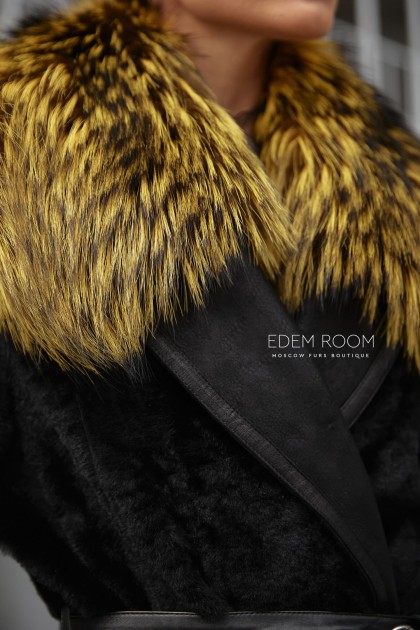 Итальянское пальто - дублёнка из меха cortos