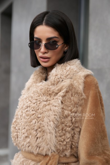 итальянская шубка - дублёнка с мехом тиградо