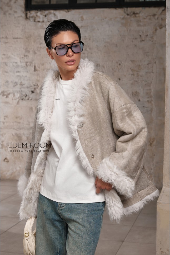 двухсторонняя куртка - дубленка на мехе тиградо