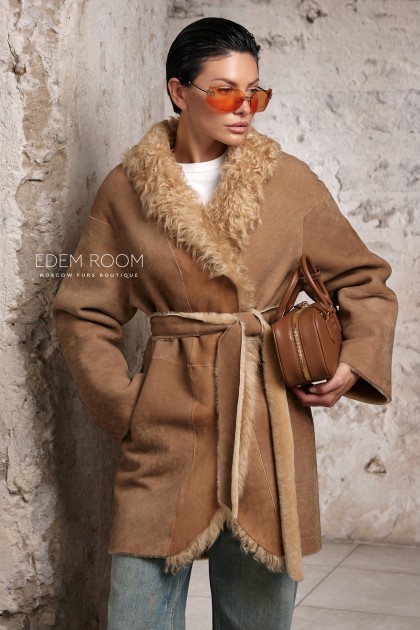 итальянская шубка - дубленка на мехе тиградо