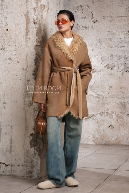 итальянская шубка - дубленка на мехе тиградо