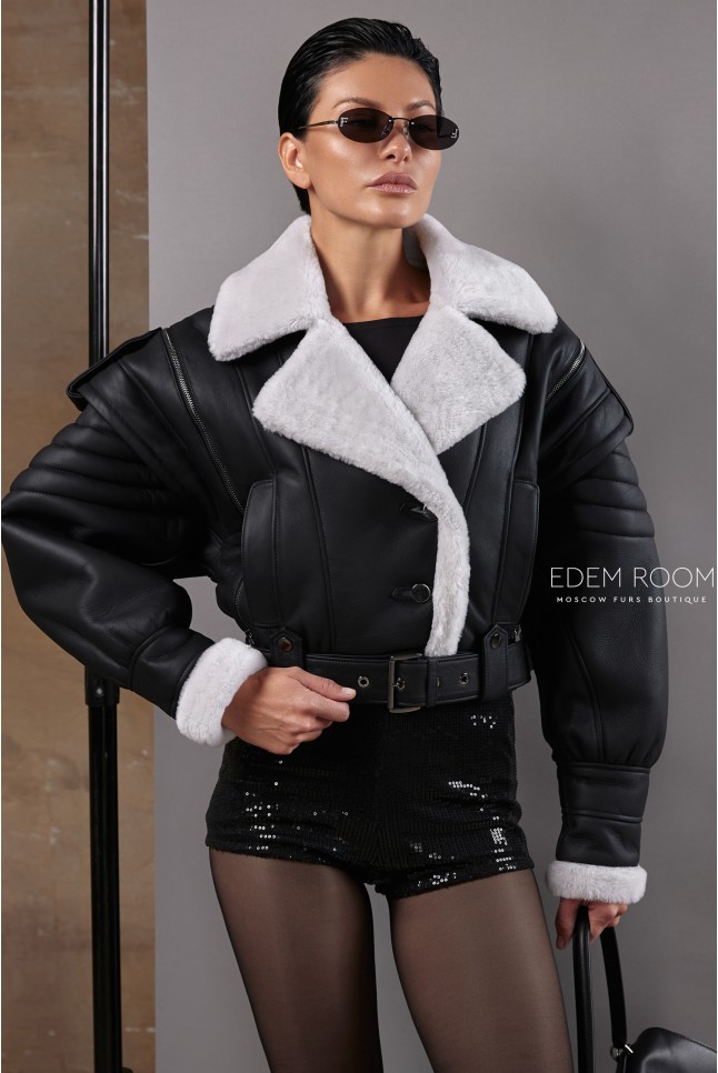 молодежная короткая дубленка