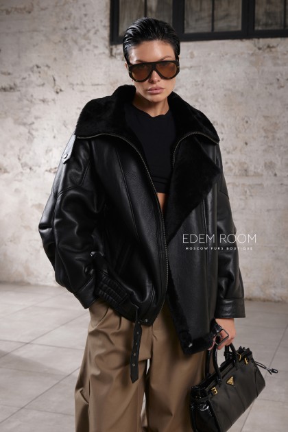 модная куртка - дубленка бомбер