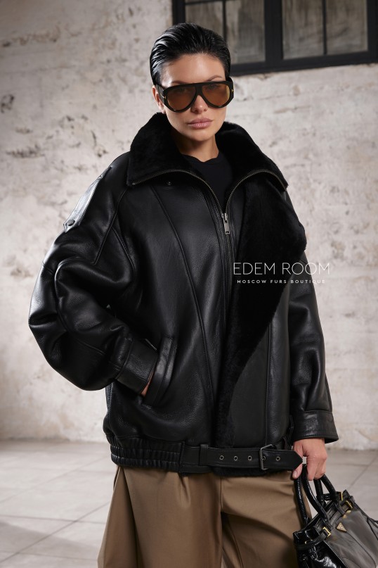 модная куртка - дубленка бомбер