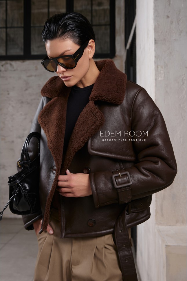 короткая дублёнка в стиле Yves Saint Laurent 