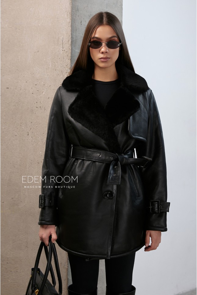 чёрная дублёнка из силки