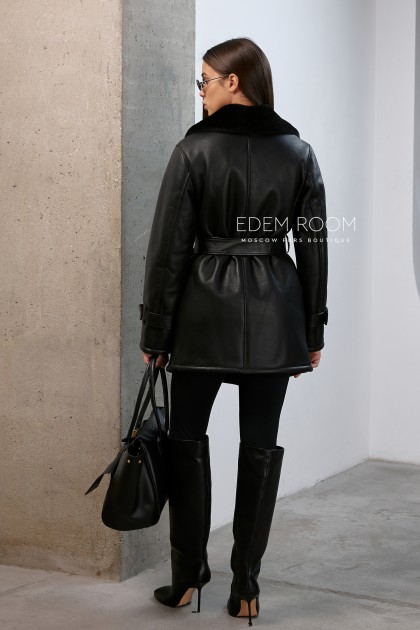 чёрная дублёнка из силки