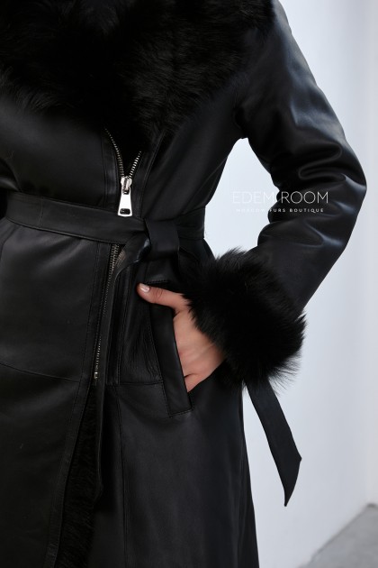 приталенная дублёнка на мехе тосканы