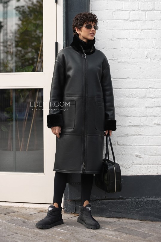 женская дублёнка на молнии