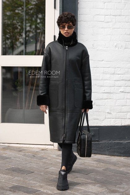 женская дублёнка на молнии